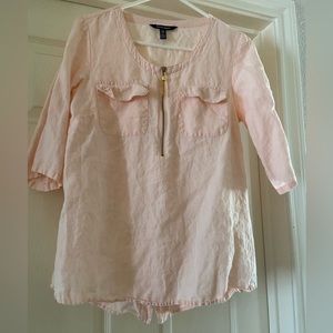 Ellen Tracy 100% Linen pale pink 3/4 sleeve Woman’s top size Small
